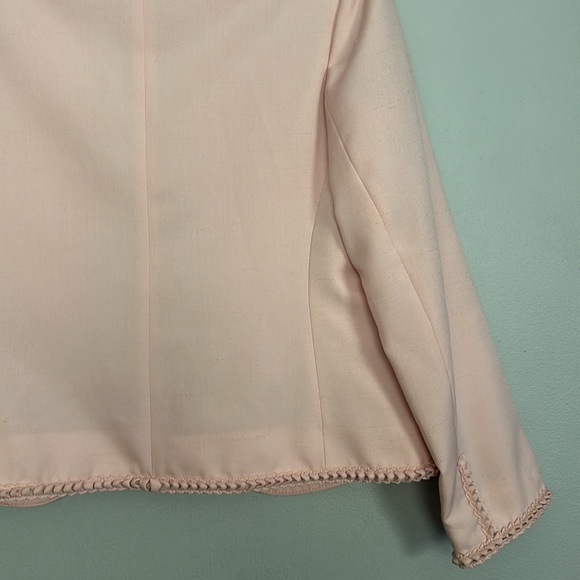 Adolph Schuman for Lilli Ann light pink open silk suit blazer with braided trim - Picture 10 of 10